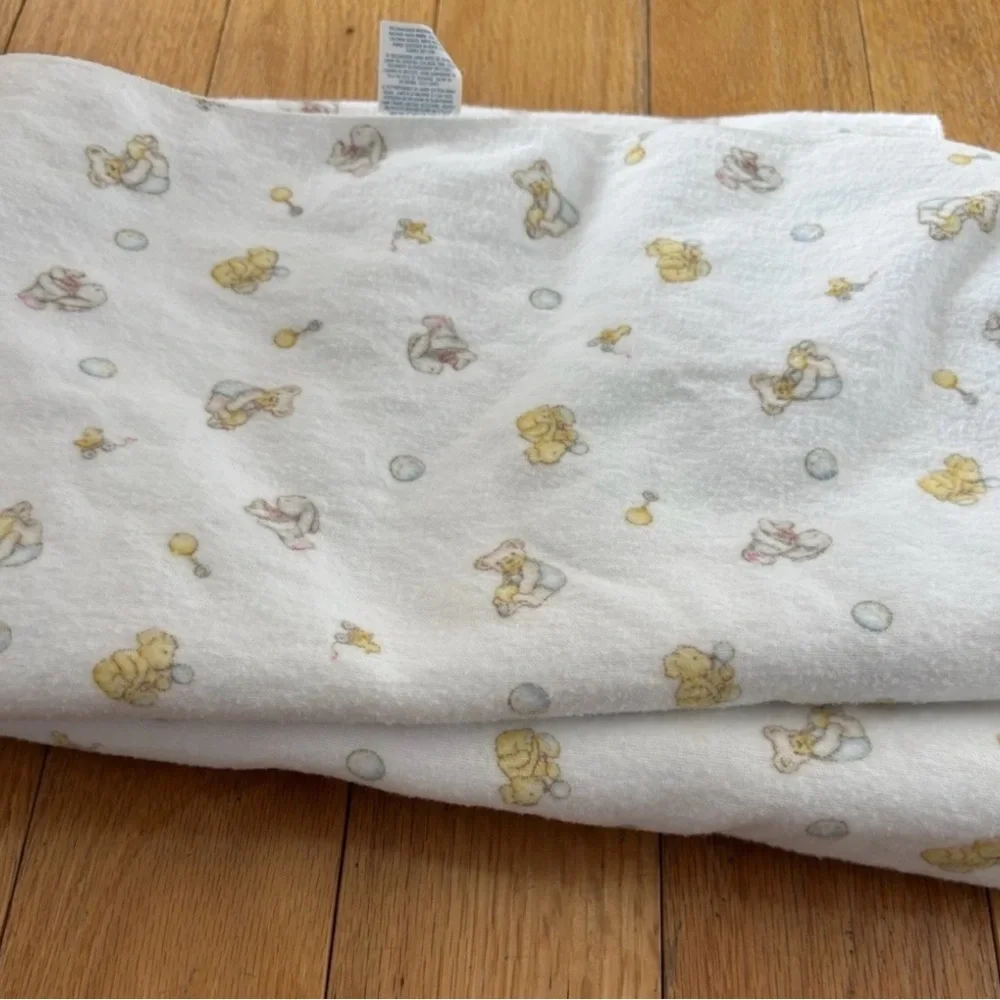 Carter's Vintage Receiving Blanket with Yellow and Gray Animal Accents SET OF 2